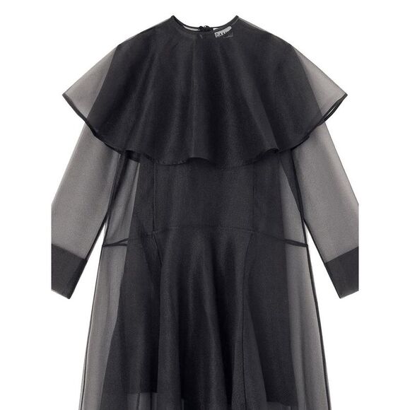 GANNI Dresses & Skirts - GANNI Sheer Cape Overlay Dress Women BLACK Dresses